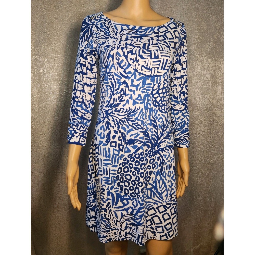 Lilly Pulitzer Sophie Dress Indigo Home Slice Blue Pineapple Print Size Small